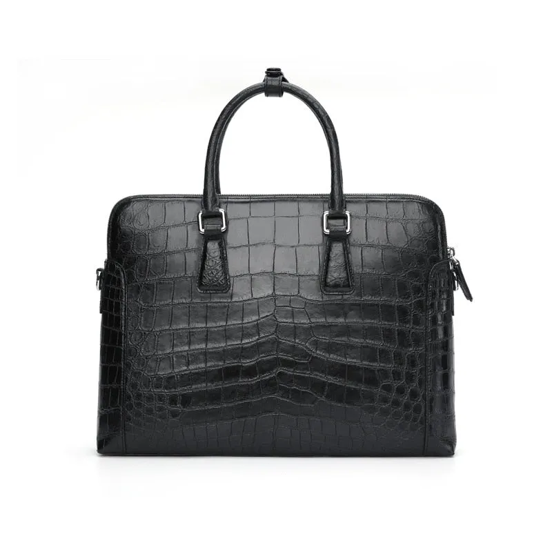 Men's Luxury Crocodile Pattern Leather Office Business Briefcase Handbag