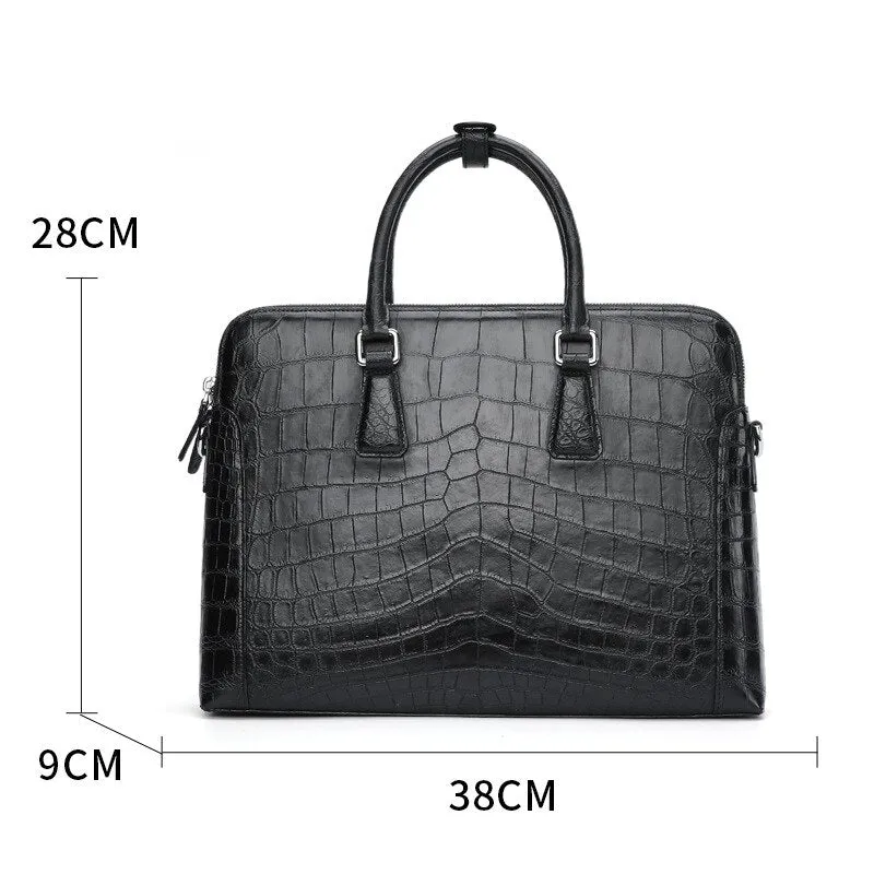 Men's Luxury Crocodile Pattern Leather Office Business Briefcase Handbag