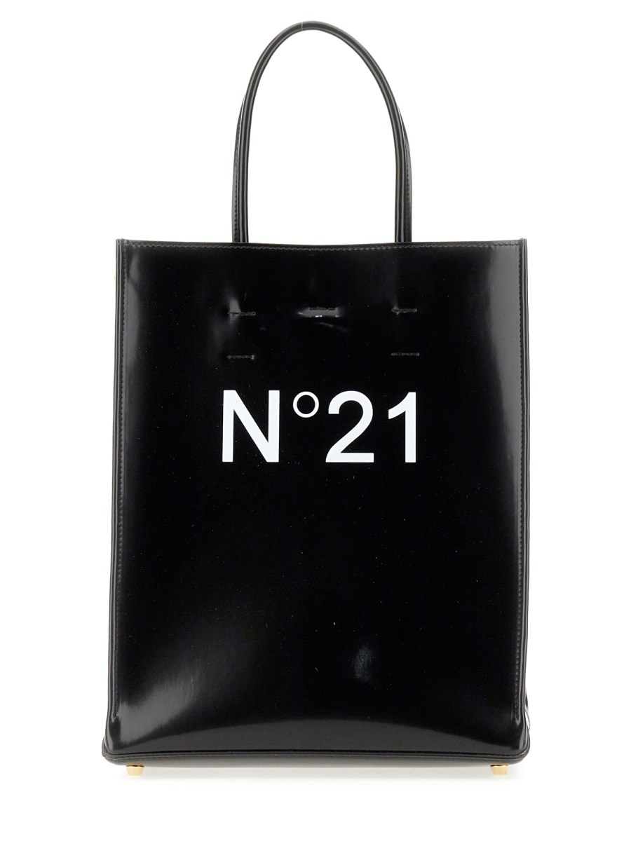 N°21    SMALL VERTICAL FAUX LEATHER SHOPPER BAG WITH LOGO