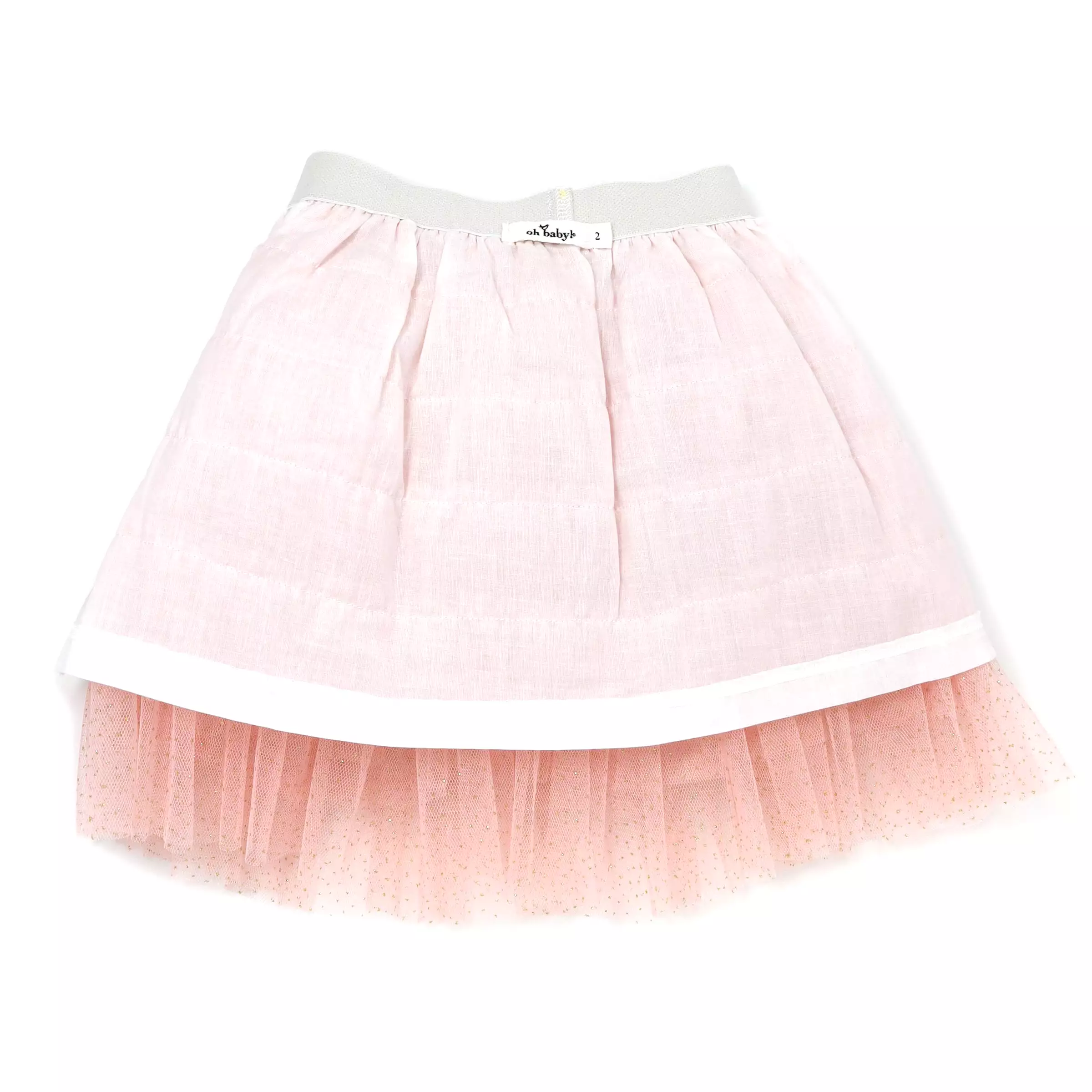 oh baby! Gold Band Layered Frill Tutu Skirt - Pale Pink