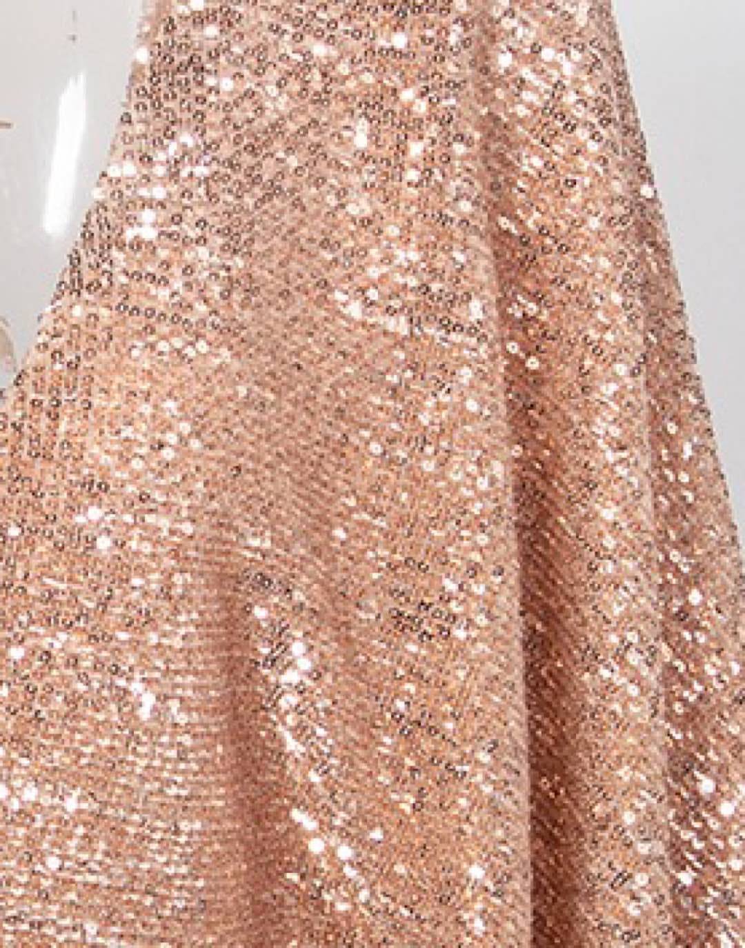 One Sleeve V Neck High Slit Sequin Dress