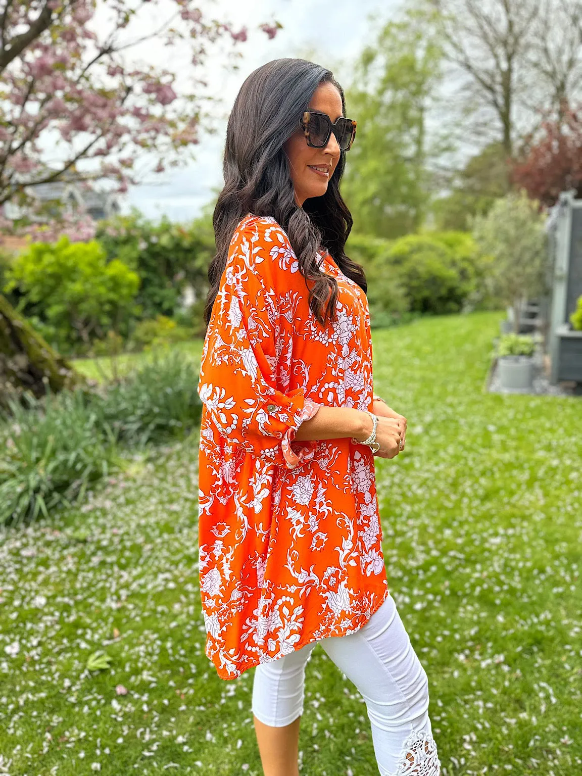 Orange Botanical Print Blouse Sasha