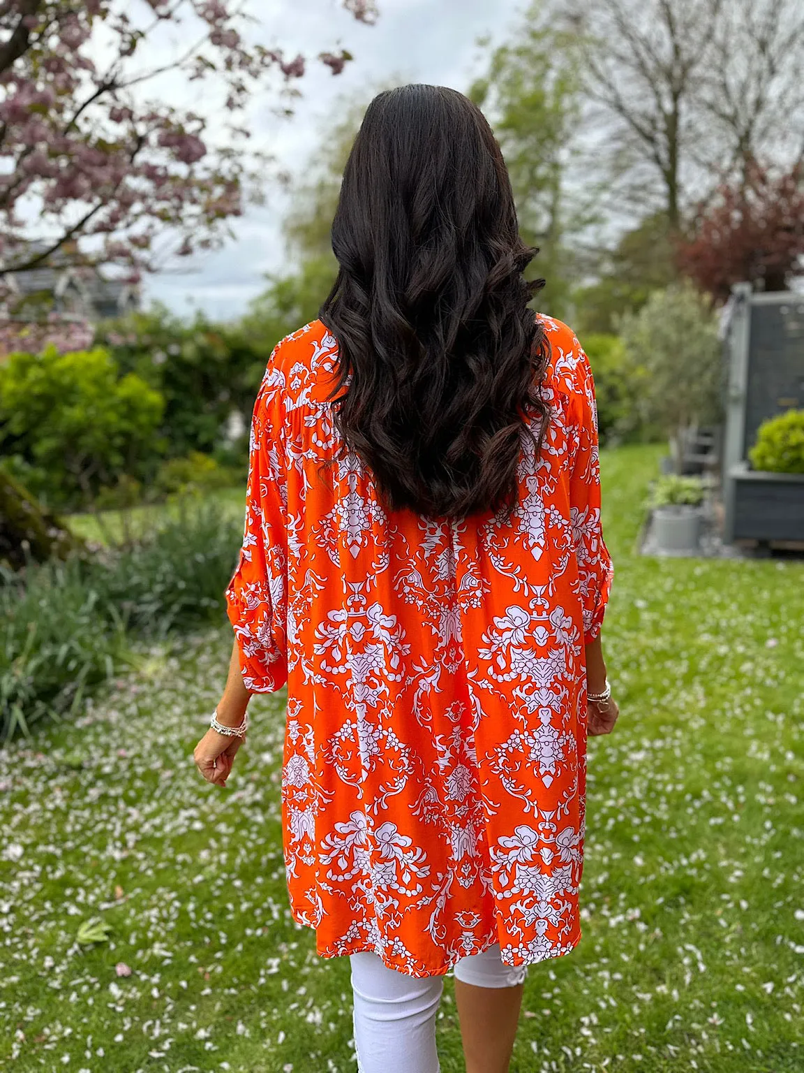 Orange Botanical Print Blouse Sasha