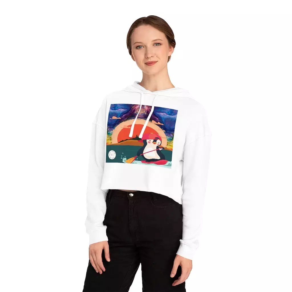 Paddle King Penguin Cropped Hoodie