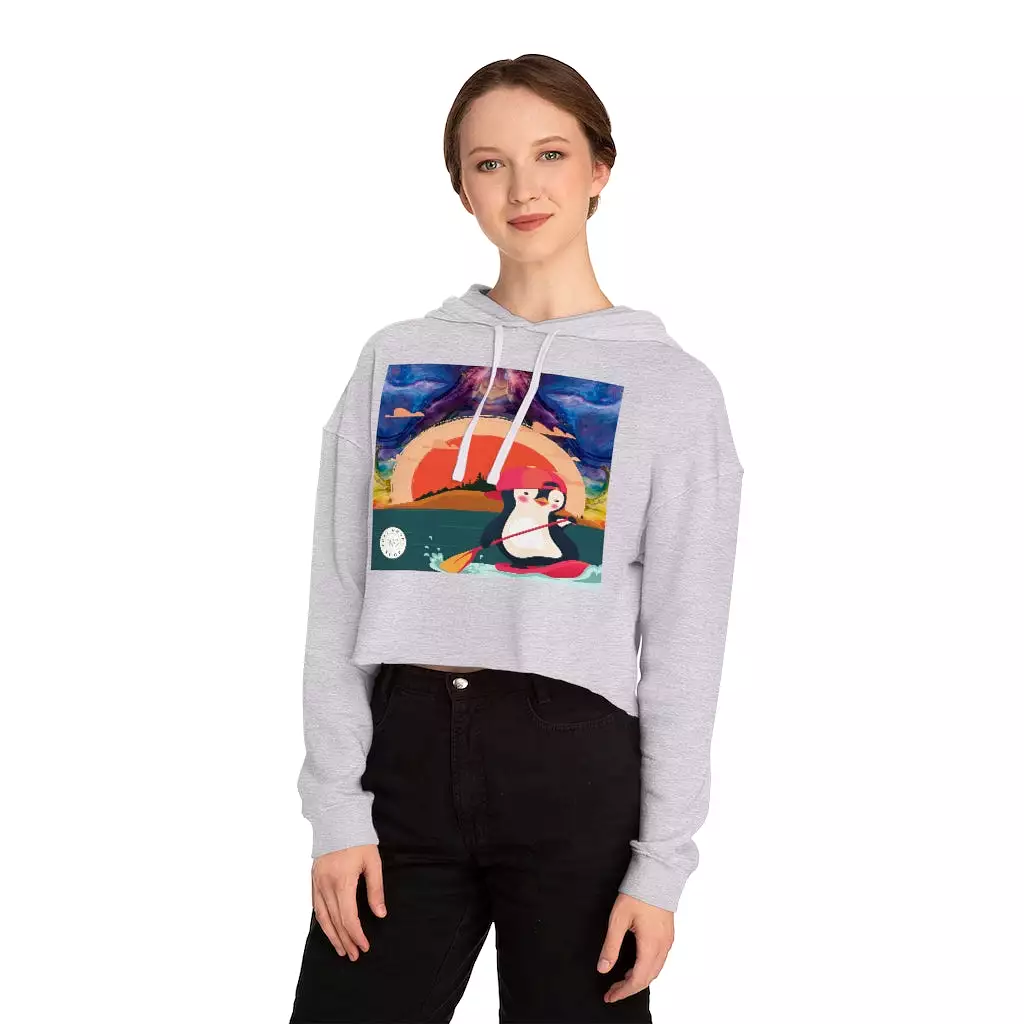 Paddle King Penguin Cropped Hoodie