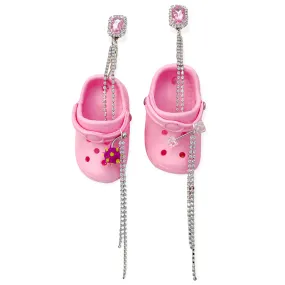 Pink Bedazzled Mini Croc Earrings