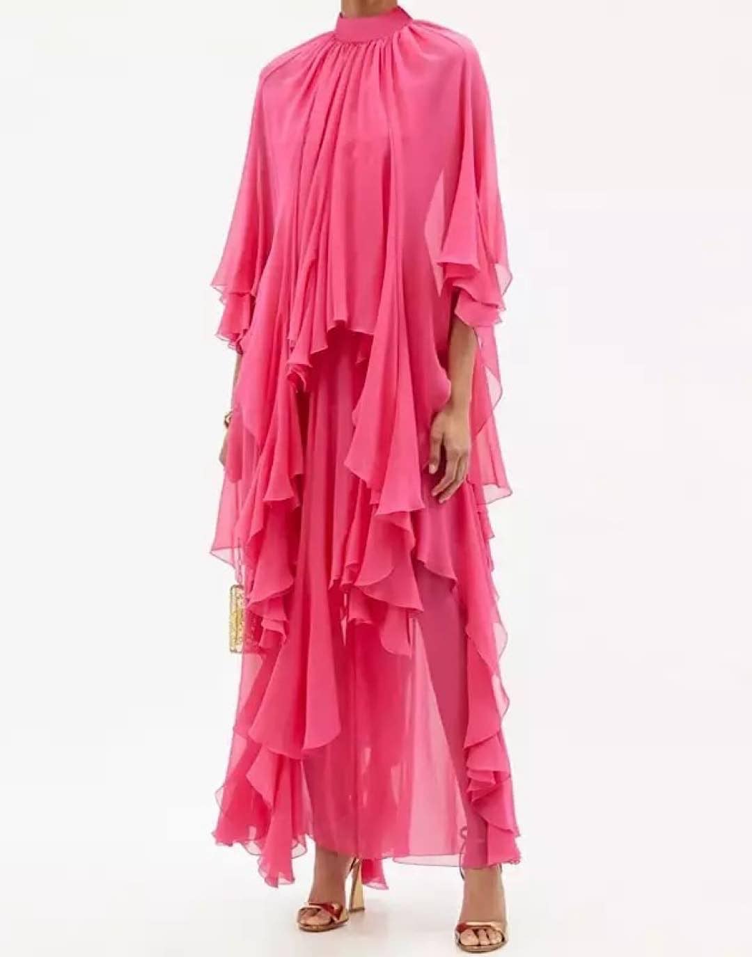 Pink Multi Layer Asymmetrical Dress