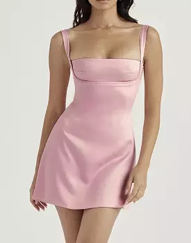 Pink Satin Short Dress