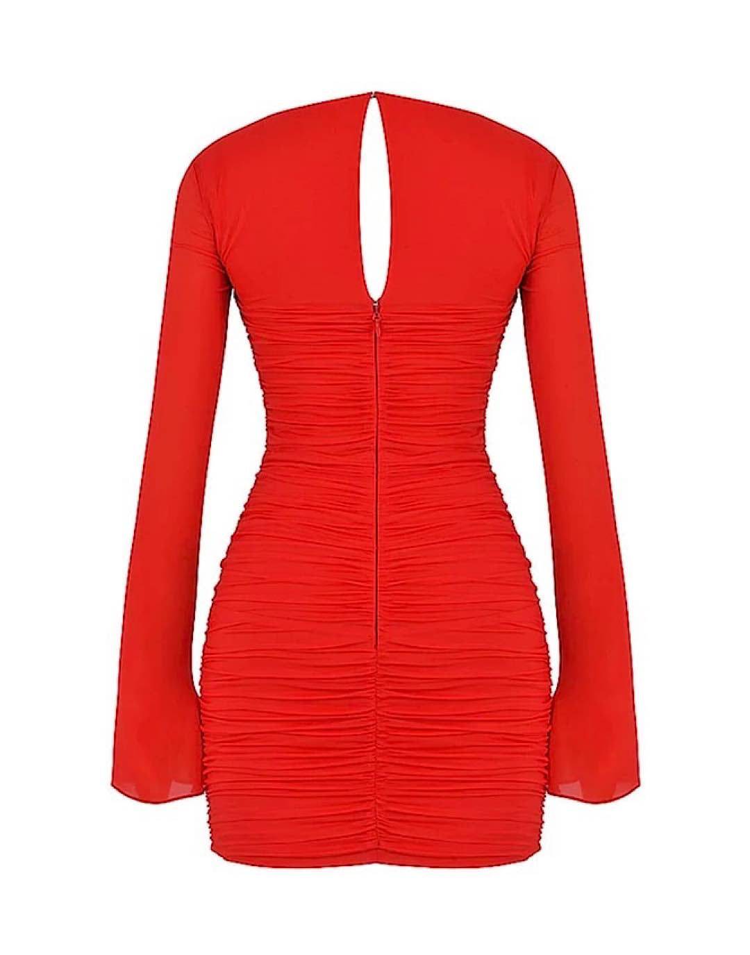 Red Cutout Square Neck Dress