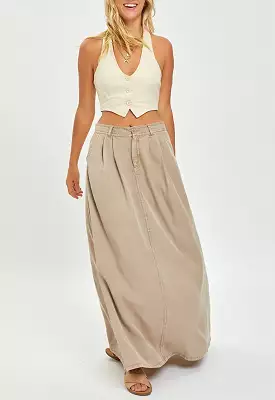 Risen - Full Length Tencel Skirt Taupe