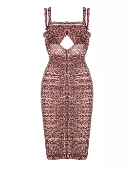 Ruched Bodycon Mesh Dress