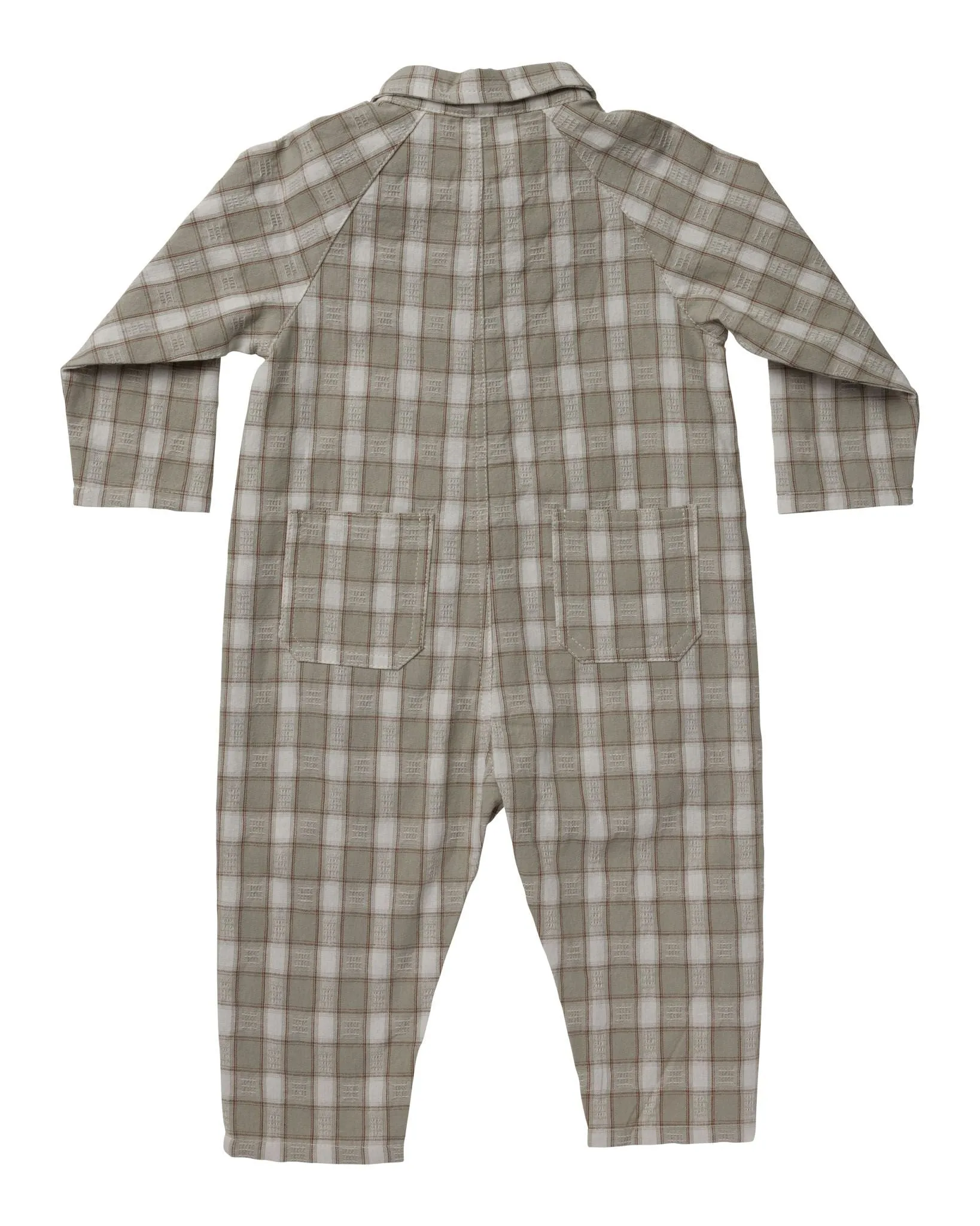 Rylee & Cru - Pewter Plaid Collared Baby Jumpsuit