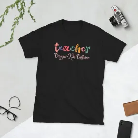 teacher crayons kids caffeine Unisex Tee