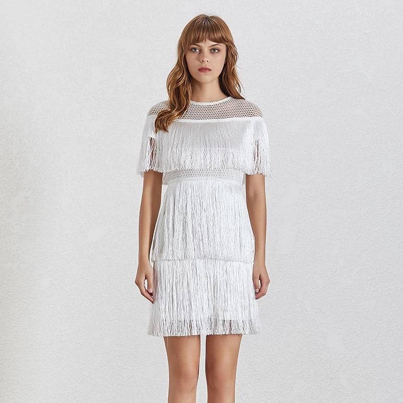 Three Layer Fringe Lux Mesh Dress