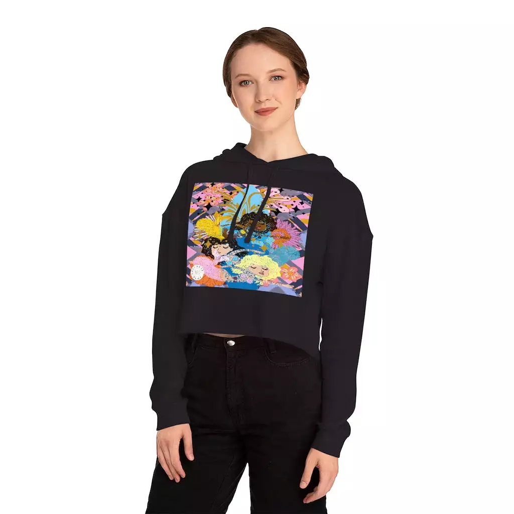 Three Mermaids Cropped Hoodie