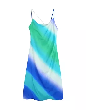 Tie Dye Satin Backless Dress