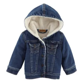 Toddler Boys' Wrangler Sherpa Lined Denim Jacket Hooded Denim Jacket