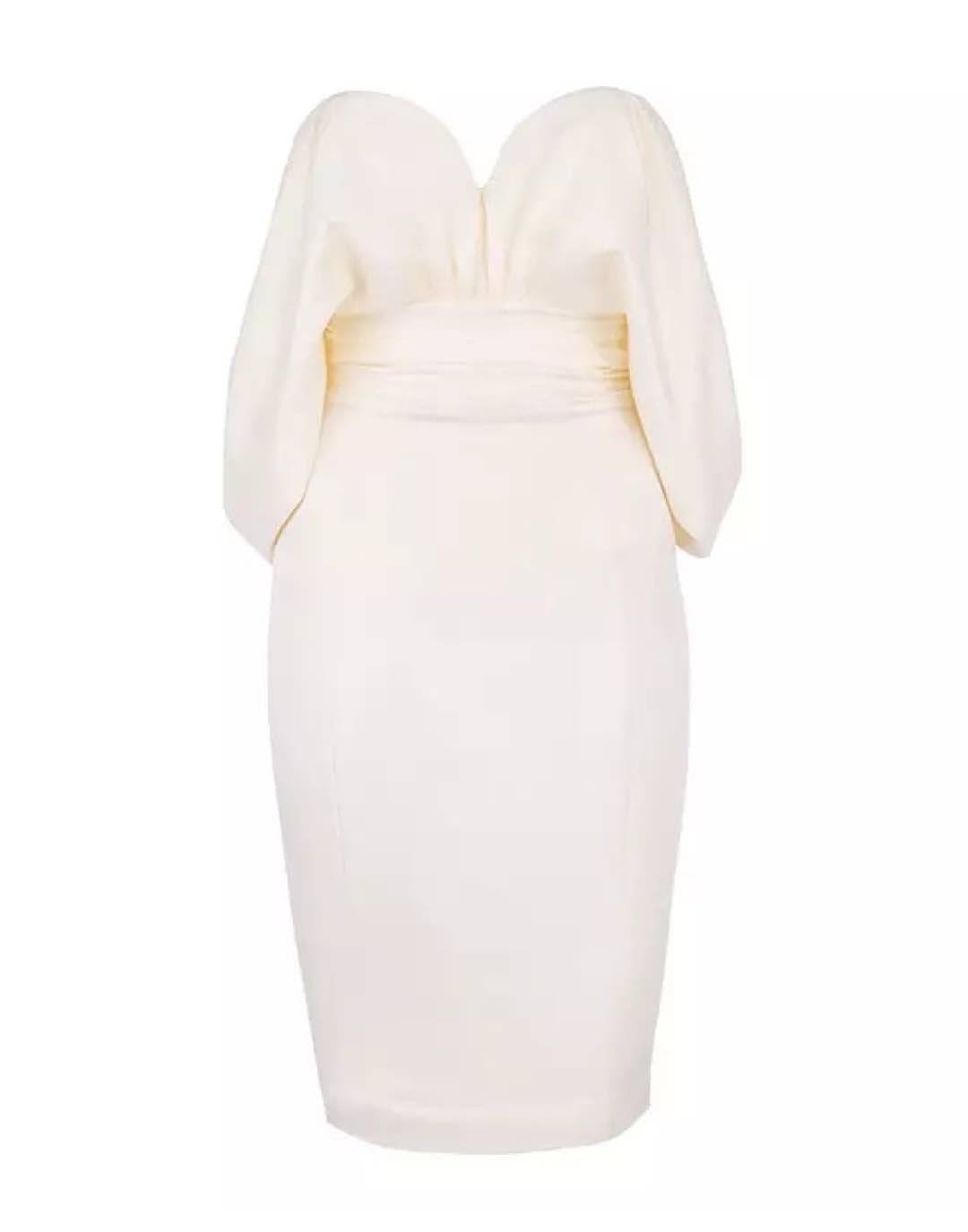 White Drop Shoulder Strapless Dress