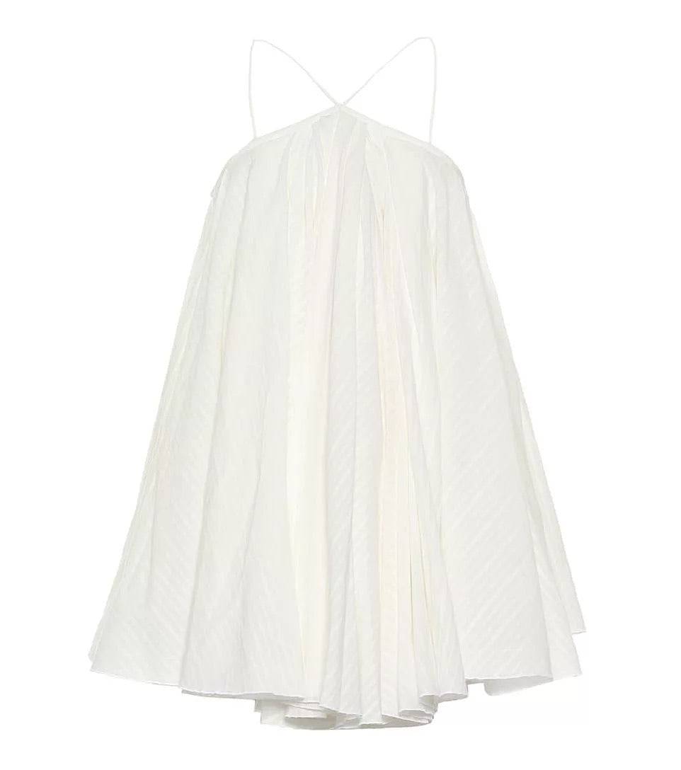 White Flared Short Backless Dress