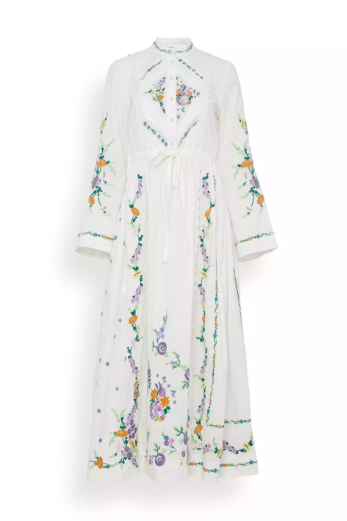 Willa Embroidered Shirtdress in Ivory