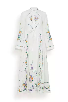 Willa Embroidered Shirtdress in Ivory