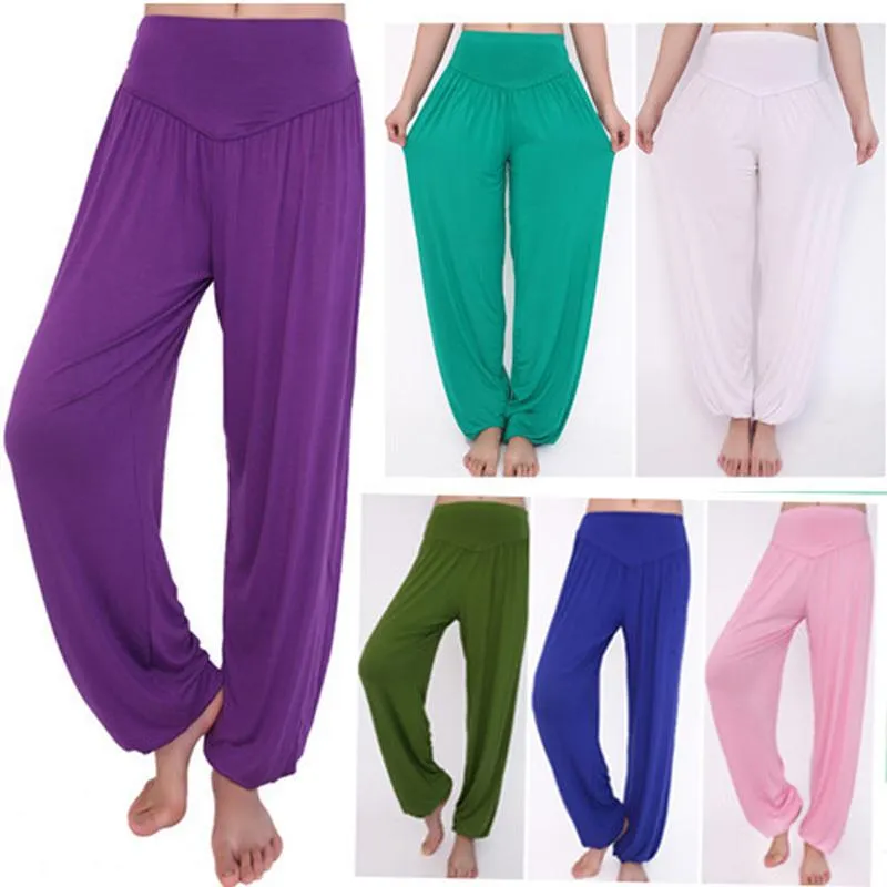 Women's High Waist Soft Modal Loose Long Yoga Pants for Tai Chi Dance