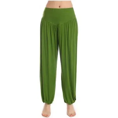 Women's High Waist Soft Modal Loose Long Yoga Pants for Tai Chi Dance