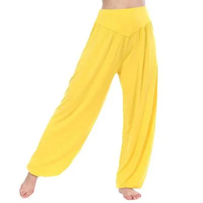 Women's High Waist Soft Modal Loose Long Yoga Pants for Tai Chi Dance