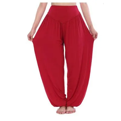 Women's High Waist Soft Modal Loose Long Yoga Pants for Tai Chi Dance