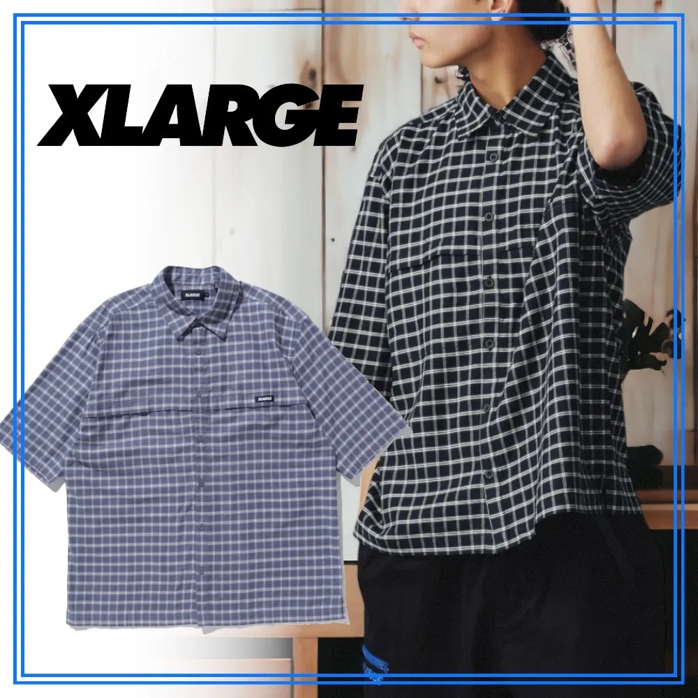 X-Large  |Tartan Other Plaid Patterns Unisex Street Style Cotton